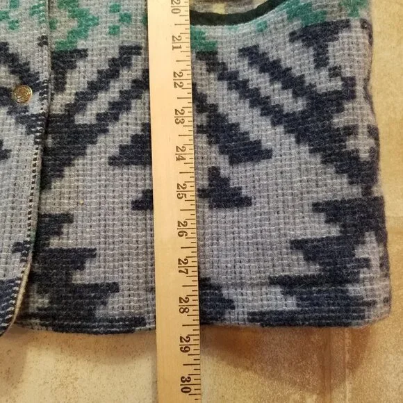 ✅VTG Woolrich Chore Jacket Women's LARGE Blue/Grey Aztec Southwest Wool✅STAINING - Picture 14 of 16